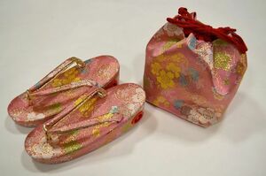  девочка "Семь, пять, три" мешочек * zori комплект S размер сделано в Японии [3 лет для ] розовый Sakura kintyakuset-061