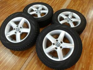 O 送料無料 美品 VW ゴルフ7 純正 15 5H112 6J+43 スタッドレス ピレリ アイスアシンメトリコ+ 195/65R15 VW ジェッタ ヴァリアント