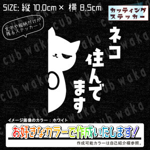 玄関ドア猫①-1ステッカー　文字絵柄だけ残るカッティングステッカー・ネコ・郵便受け・メールボックス・猫活・リアガラス・車・窓