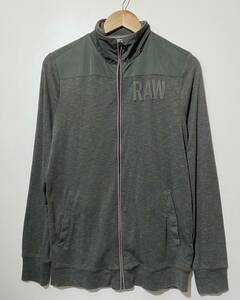 G-STAR RAW ジップアップ ハイネック トップス ナイロン 異素材切替 フルジップ グレー M ワッペン 伸縮 薄手 ライトウェア 羽織り