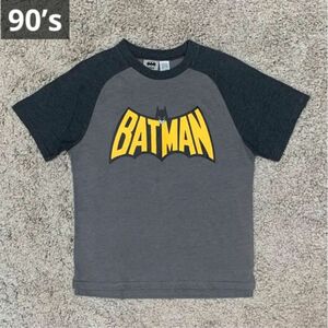 90s BATMANバットマン ラグランTシャツ　オフィシャル 当時物 y2kヴィンテージ古着