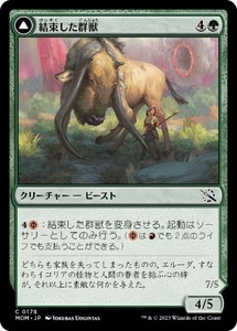 MTG ■緑/日本語版■ 《結束した群獣/Bonded Herdbeast》★FOIL★ 機械兵団の進軍 MOM