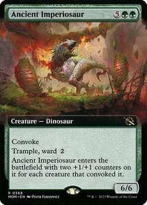 MTG ■緑/英語版■ 《古の放漫トカゲ/Ancient Imperiosaur》▲拡張アート▲ 機械兵団の進軍 MOM