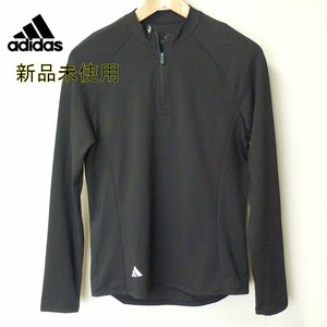 新品未使用◆送料無料◆(M)アディダスゴルフ adidas GOLF レディース 黒 ハーフジップ長袖シャツ/薄手/UPF50/ゴルフモック