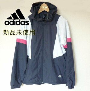 新品未使用◆送料無料◆(M)アディダス adidas 紺×白 カラーブロック レギュラーフィット ウインドブレーカージャケット/レディース