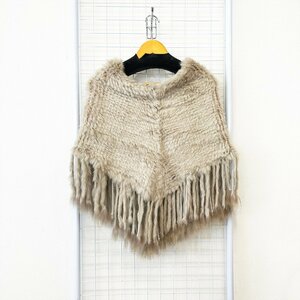 goagoa rabbit fur snood muffler poncho fringe Hs9-43