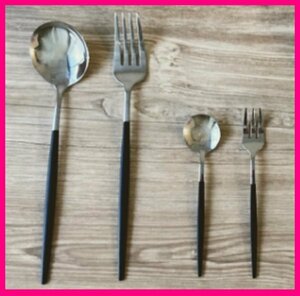 [ free shipping : cutlery : is possible to choose : 2 ps :kchi paul (pole) manner : spoon * Fork ]* silver & black * stylish!!! Northern Europe manner : dinner set 