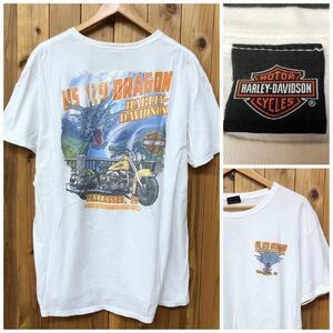 90's /バイカー必見！HARLEY-DAVIDSON /ハーレーダビッドソン メンズ 半袖Tシャツ トップス プリントTシャツ US129DRAGON アメカジ USA古着