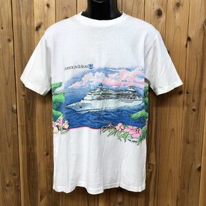 90's /米国製 /ONEITA /POWER-T メンズL(42-44) 半袖 Tシャツ トップス プリントTシャツ SOVEREIGN OF THE SEAS クルーズ船 ビンテージ古着