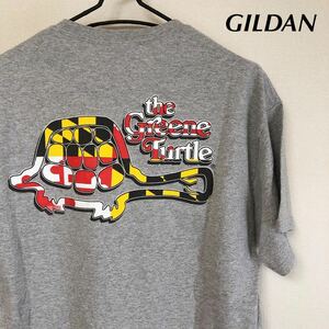 GILDAN /ギルダン /メンズL 半袖Tシャツ トップス グレー プリントTシャツ the Greene Turtle アメカジ USA古着