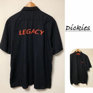 Dickies /Dickies /Men's XL Рабочная рубашка с коротким рукавом Top Top Polycotton Два карманного черного печати Legacy American Casual Old Olde