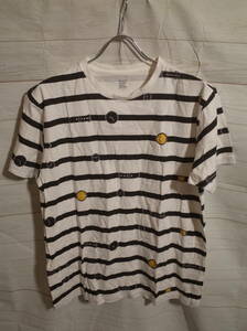 メンズ ph903 graiph グラニフ ボーダー 時計 プリント 半袖 Tシャツ L ホワイト/ブラック 白/黒