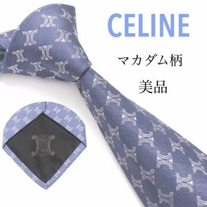 CELINE Celine прекрасный товар галстук высококлассный шелк Macadam Trio mf общий рисунок 