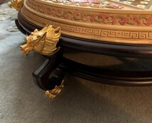 インテリア 台 置台 龍 ゴールド 彫刻 六角 置物 飾り アジア 中華 装飾 _画像4