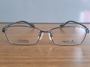 瑞(me0912-5) メガネフレーム agnes b. アニエスベー HOMME フレーム のみ メガネ 伊達 52-0001 C03 56 BLUBK めがね 眼鏡 シンプル
