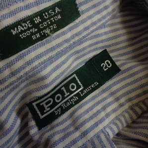 90s POLO by Ralph Lauren ポロ ラルフローレン USA製 緑タグ ストライプ ボタンダウンシャツ size.20(ボーイズ)の画像4