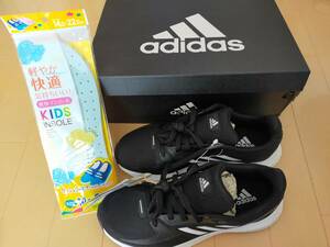 タグ付き 新品未使用★adidas/アディダス★シューズ スニーカー 上履き 靴★22センチ ブラック★インソールおまけ!!