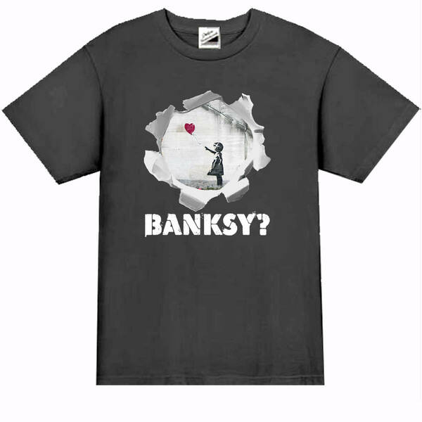 【バンクシー黒S】5oz風船と少女立体Tシャツbanksyおもしろメンズネタプレゼント送料無料・新品1999円