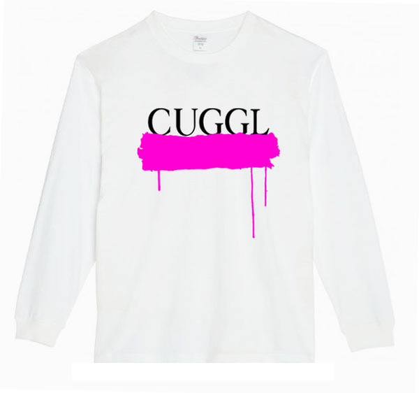  【白ピンク2XLパロディ5.6oz】CUGGLキューグルロングTシャツ面白いおもしろうけるプレゼント長袖ロンT送料無料・新品人気