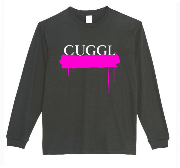 【黒ピンクLパロディ5.6oz】CUGGLキューグルロングTシャツ面白いおもしろうけるプレゼント長袖ロンT送料無料・新品人気