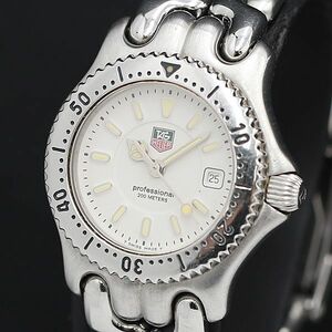 1円 稼働 良品 タグホイヤー セルシリーズ プロフェッショナル 200M WG1312-0 QZ 白文字盤 デイト レディース腕時計 KRK 0300300