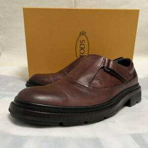 2回のみ着用！TOD'S バーガンディーレザーシングルモンクシューズ(UK5)