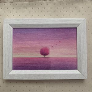 原画【生命の樹】美しい夕暮れ