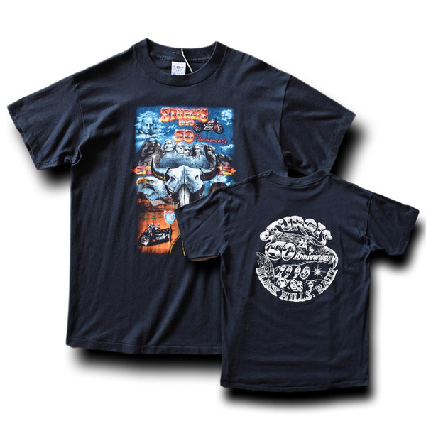 90s STURGIS BLACK HILLS RALLY 50th ANNUAL Tシャツ MADE IN USA 表記XL 黒 / ビンテージ スタージス ハーレダビッドソン 古着