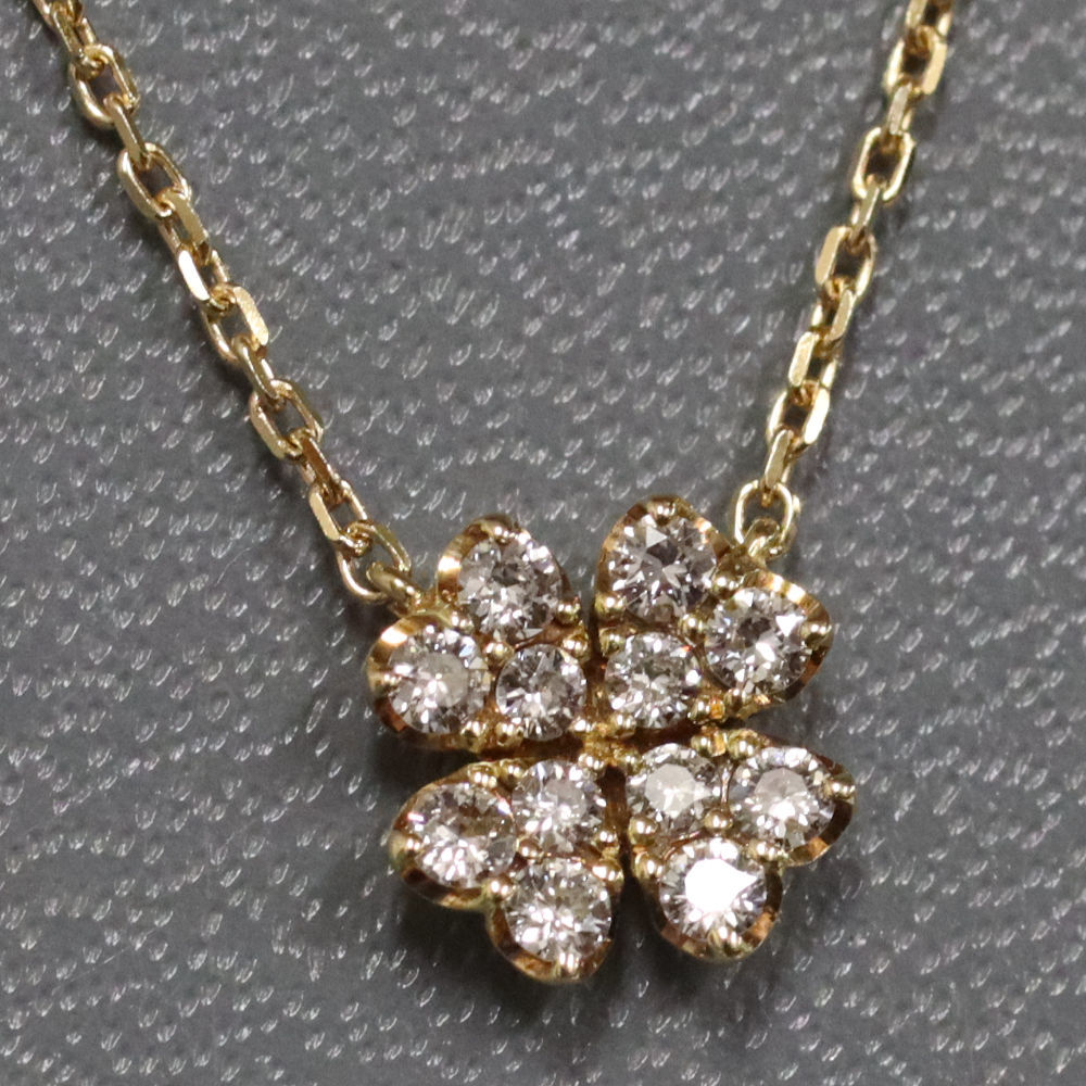 Uzuri K18ダイヤモンドネックレス クローバーモチーフ D0.19 2.6g