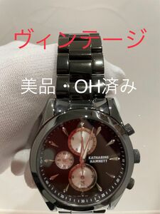 KATHARINE HAMNETT 腕時計　『超美品のビンテージ物』高級感のある黒艶カラー　入手困難！　是非説明もお読み下さい。