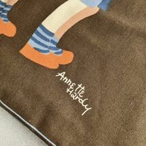 ☆【新品】 希少！Annette Hardyの絵 ハンドメイド レッスンバッグ 「3人の女の子」茶色 サブバッグ 手提げかばん フランス童画家_画像2