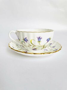 【送料込】廃盤品★Spode スポード CANTERBURY カップ＆ソーサー カップ 直径9×高さ5 ホワイト×薄パープル他 食器 上品 s6427854