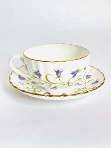 【送料込】廃盤品★Spode スポード CANTERBURY カップ＆ソーサー ホワイト×薄パープル他 カップ直径9×高さ5 食器 上品 s6427857