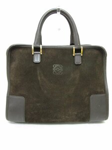 【送料込】 LOEWE ロエベ バッグ ハンドバッグ ミニボストン ブラウン 茶 スエード×レザー アナグラム アマソナ32 ハイブランド/952966