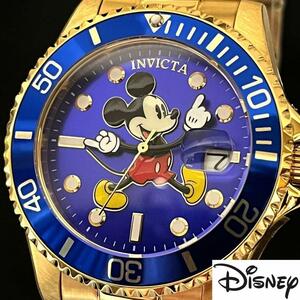 [Disney] Invicta/Новый неиспользованный/Микки Маус/Мужские (Женские) Часы/Мужчины (Женщина)/Дисней/Микки/Модный/Синий Золотой