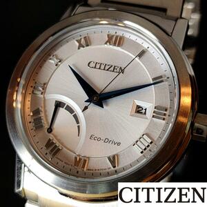 【CITIZEN】展示品特価/シチズン/メンズ腕時計/お洒落/激レア/希少/プレゼントに/男性用/シルバー色/ソーラー式/高級/ブランド/ソリッド