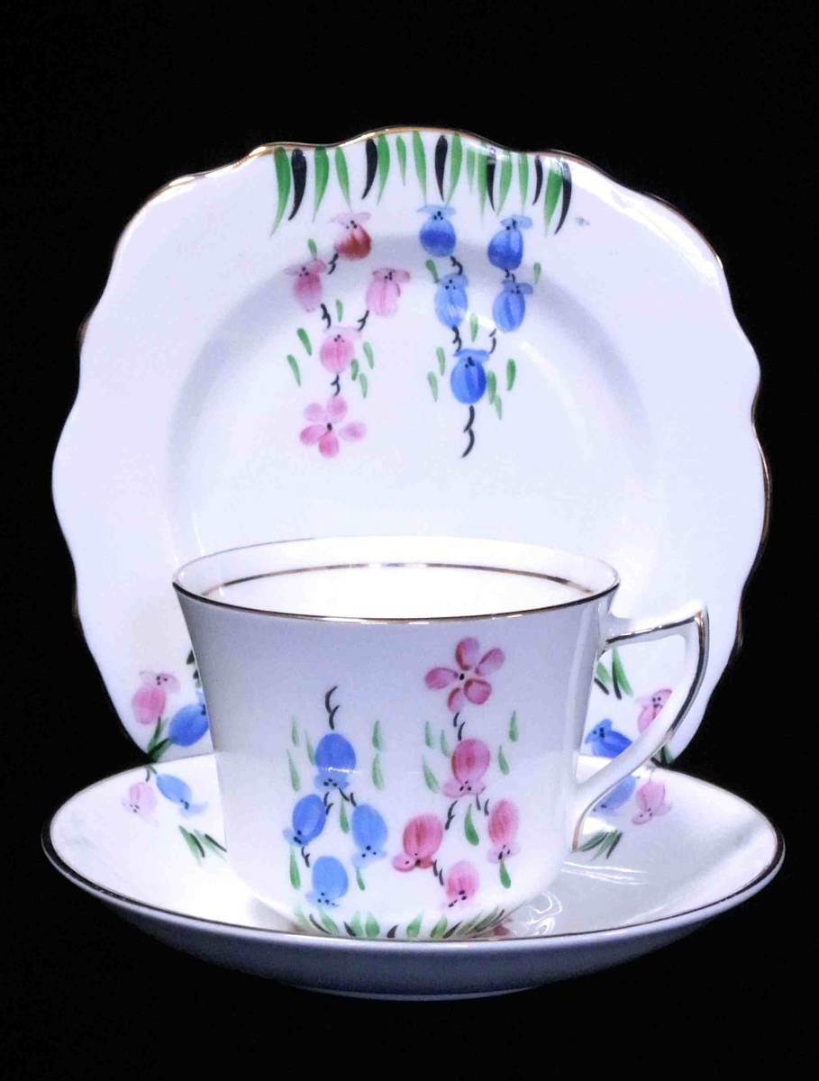 ★Freeway★ Phoenix Bluebell y Herbel fabricados en 1930. Ligeramente pintados a mano para enfatizar el estilo británico. Prestigioso, Porcelana ósea de forma generosa., utensilios de té, taza y plato, café, Tanto para té como para té.