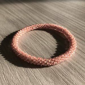 ■ネパール・ハンドメイド■グラスビーズ ジュエリー ブレスレット Handmade Beaded Bracelets jewelry■珊瑚ピンク■