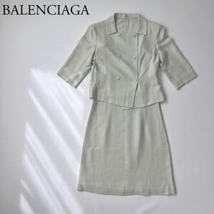 BALENCIAGA バレンシアガ　ワンピーススーツ セットアップスーツ サマースーツ ダブルジャケット ノースリーブ　ドレス 入学式 卒業式