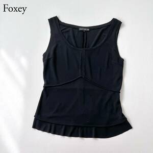 FOXEY NEW YORK フォクシーニューヨーク タンクトップ ノースリーブ ストレッチ Tシャツ カットソー　トップス インナー レディース 日本製