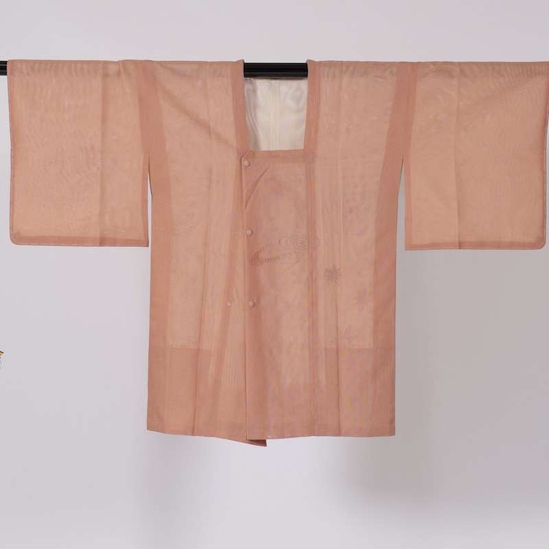 Manteau de route, double gaze, couleur de jeune fille, Broderie Tatsutagawa, peint à la main /A07, mode, kimono femme, kimono, manteau, Arrivée en route