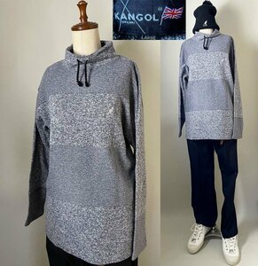 【レア 90s 日本製】名作 ビンテージ KANGOL カンゴール コットン アクリル ひも付き モックネック プルオーバー 長袖 スウェット シャツ L