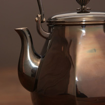 古銀 茶壺 「純銀製光面提梁壺」 銀瓶 煎茶 湯沸 急須 茶道具 南鐐 金工 茶器 時代物 LT-09032_画像5