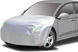  SUV/オフロード車用-Lサイズ ボンネット保護カバー 防炎フロント保護カバー 裏起毛タイプ 防塵 蛍光反射ストリップ付き