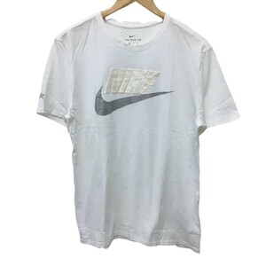 ☆H-66 NIKE ナイキ 2018年モデル デカロゴ スウッシュ 半袖 Tシャツ トップス size XL ホワイト 柄 メンズ