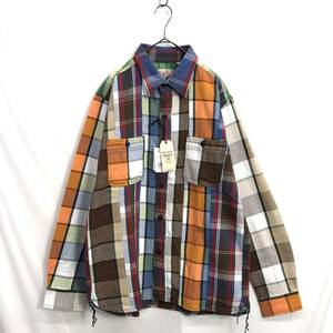 KZ6761★HOUSTON : 40764CZ CRAZY CHECK VIYELLA SHIRT★XL★ヒューストン クレイジーチェックビエラシャツ