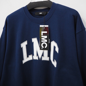 新品 定価12100円 LMC 21aw アーチ ロゴ 刺繍 スウェット 紺 ネービー メンズ L XL サイズ エルエムシー 韓国 ブランド ストリート シャツ