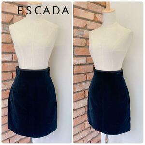 2495未使用 ESCADA エスカーダ ベロア スカート ブラック