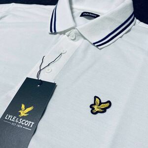 Mサイズ ライルアンドスコット LYLE&SCOTT 半袖 ポロシャツ ゴルフ メンズ 新品 ワンポイント ワッペン 春夏 薄手 白 ホワイト