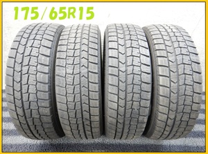 パT3080■175/65R15 DUNLOP WINTERMAXX WM02 2018年製 4本■条件付き 送料無料■激安　ヴィッツ　ノート　アクア　フィット